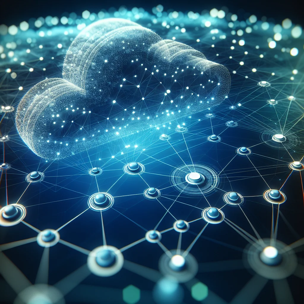 Abstract connected cloud topology illustration